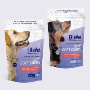 Large and small ElleVet chew bags side by side